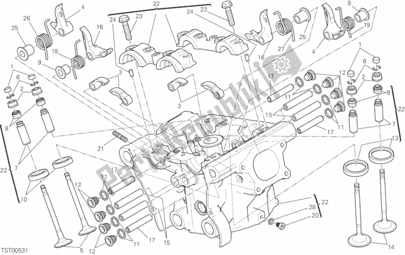 Todas as partes de Cabeça Vertical do Ducati Monster 821 Stripes AUS 2017